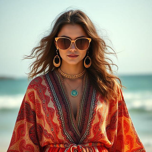 seventies style kaftan on woman