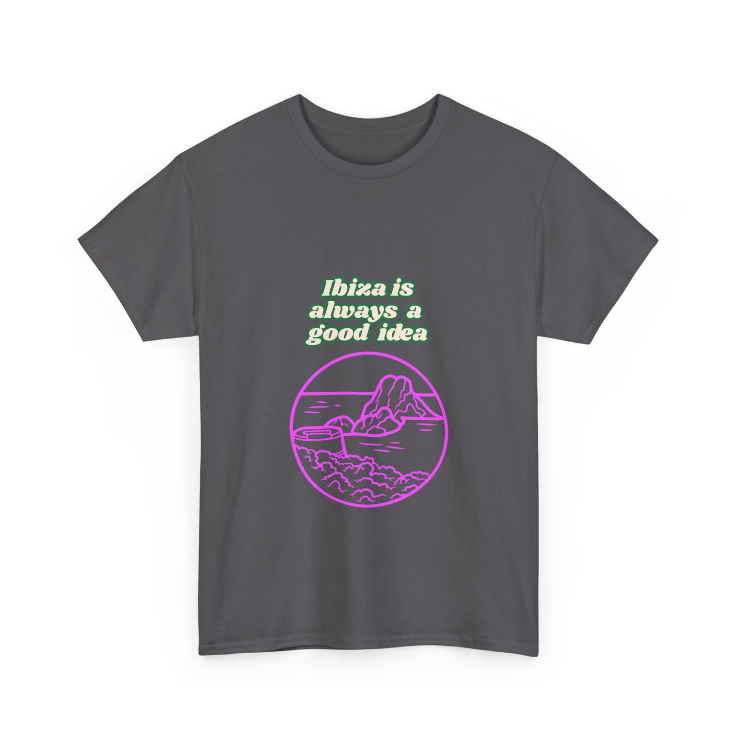 Ibiza Vibes Unisex Heavy Cotton Tee, Retro Summer Shirt, Vacation Apparel, Beach Day Outfit, Travel Gift, Festival Fashion