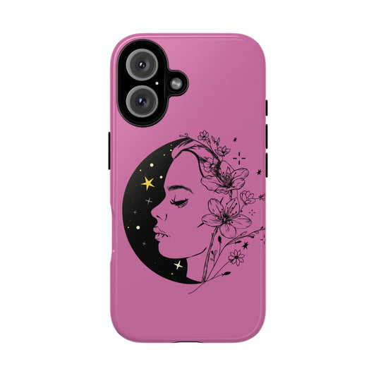 Stylish Phone Case with Floral Moon Design, Flower Moon Case, Tough Cases for Teens, Customizable Phone Covers, Gift for Her