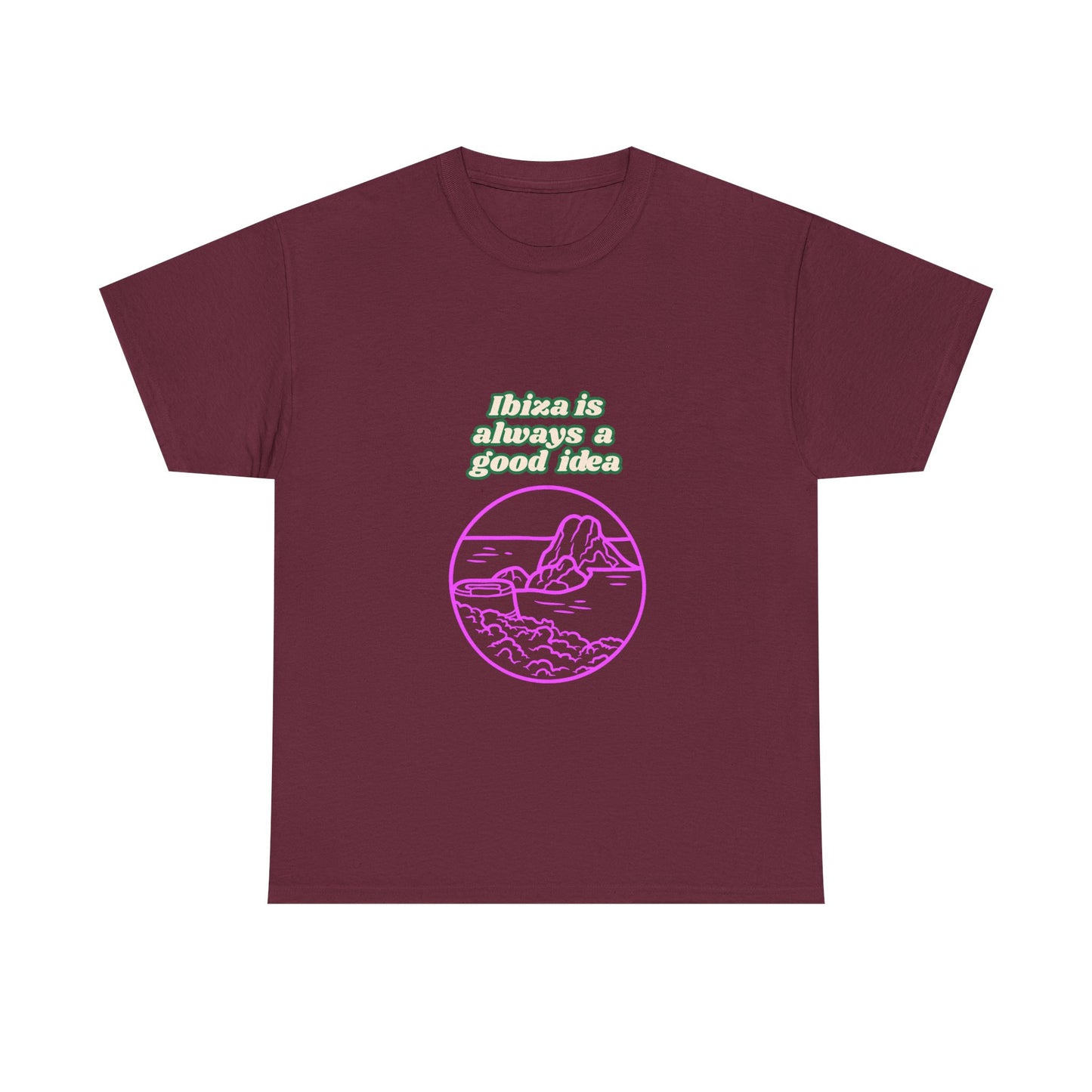Ibiza Vibes Unisex Heavy Cotton Tee, Retro Summer Shirt, Vacation Apparel, Beach Day Outfit, Travel Gift, Festival Fashion