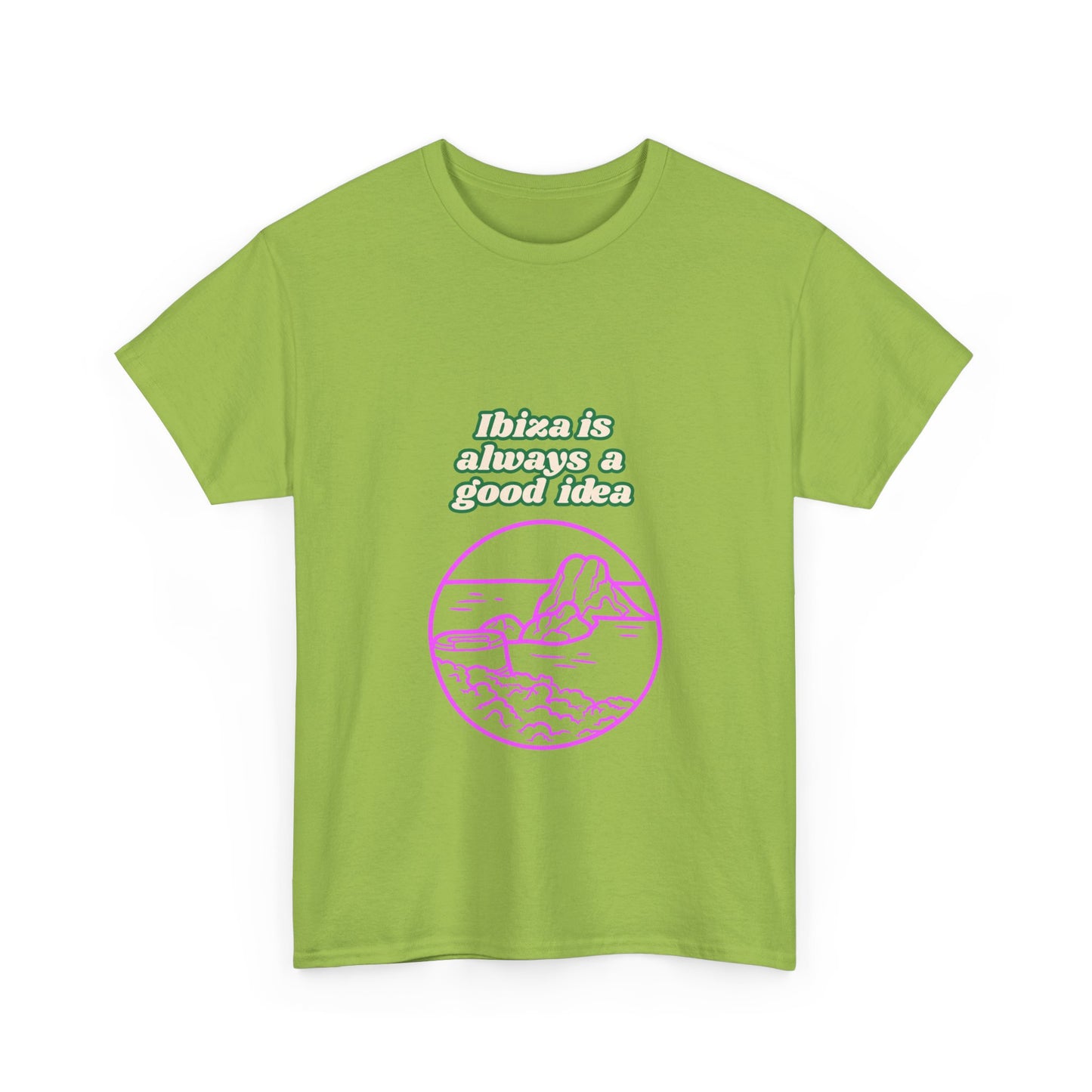 Ibiza Vibes Unisex Heavy Cotton Tee, Retro Summer Shirt, Vacation Apparel, Beach Day Outfit, Travel Gift, Festival Fashion