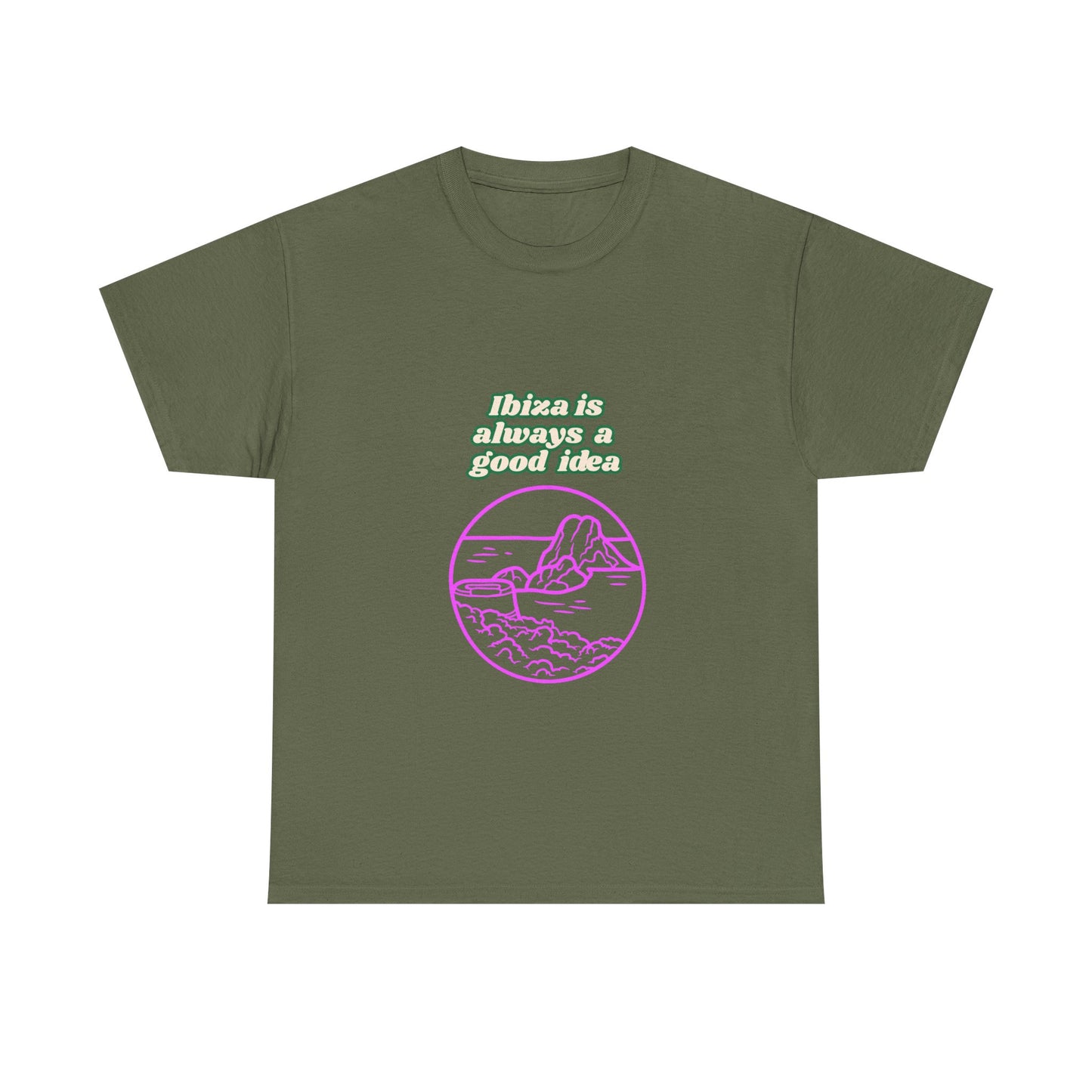 Ibiza Vibes Unisex Heavy Cotton Tee, Retro Summer Shirt, Vacation Apparel, Beach Day Outfit, Travel Gift, Festival Fashion