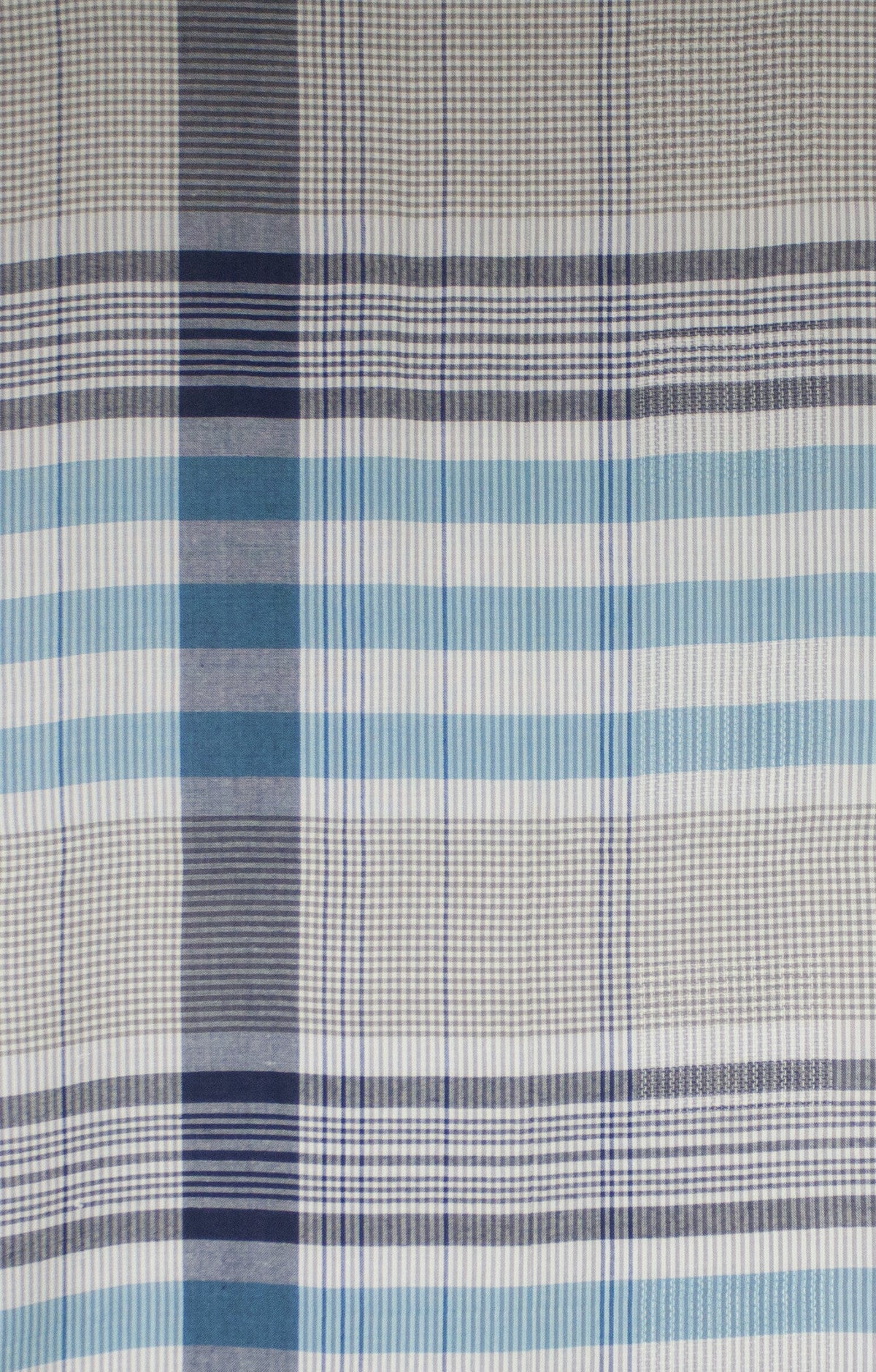 Checks and Stripes Textured Weave Viscose Scarf - Blue Navy Beige