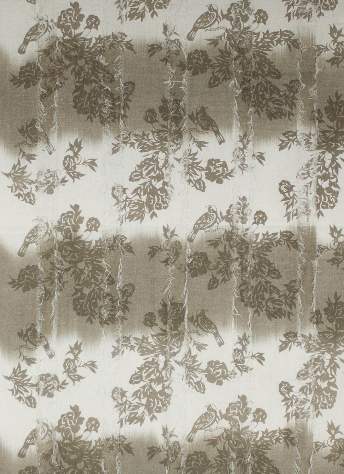 Frayed Stripes Printed Cotton Scarf - Off- White Beige