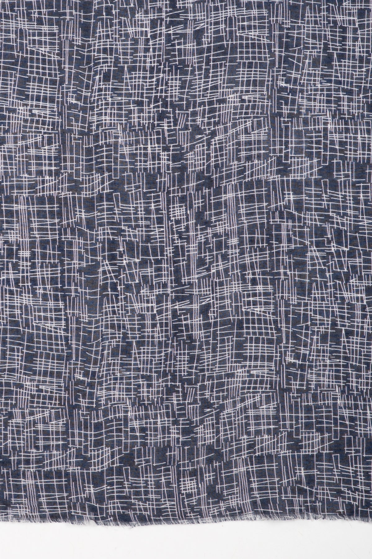 Busy Strokes Print Cotton Modal Scarf - Navy