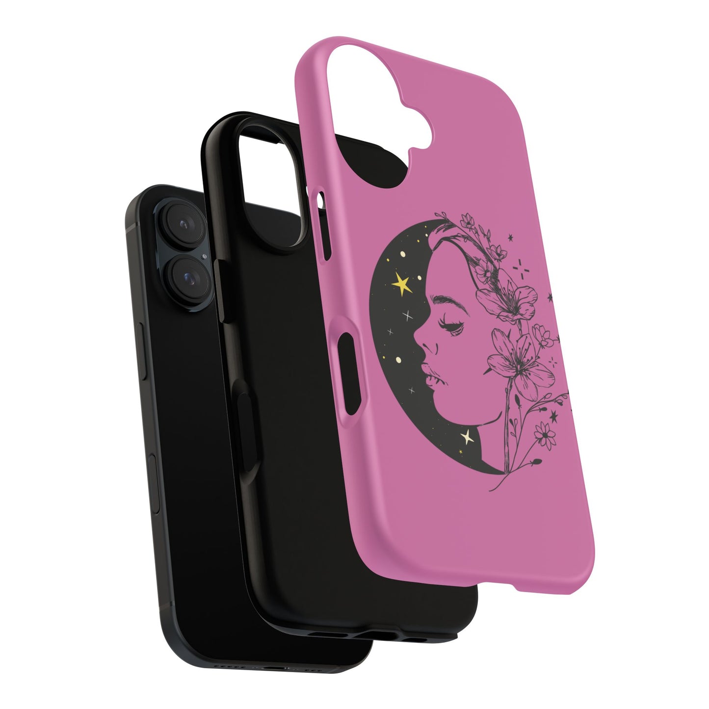 Stylish Phone Case with Floral Moon Design, Flower Moon Case, Tough Cases for Teens, Customizable Phone Covers, Gift for Her
