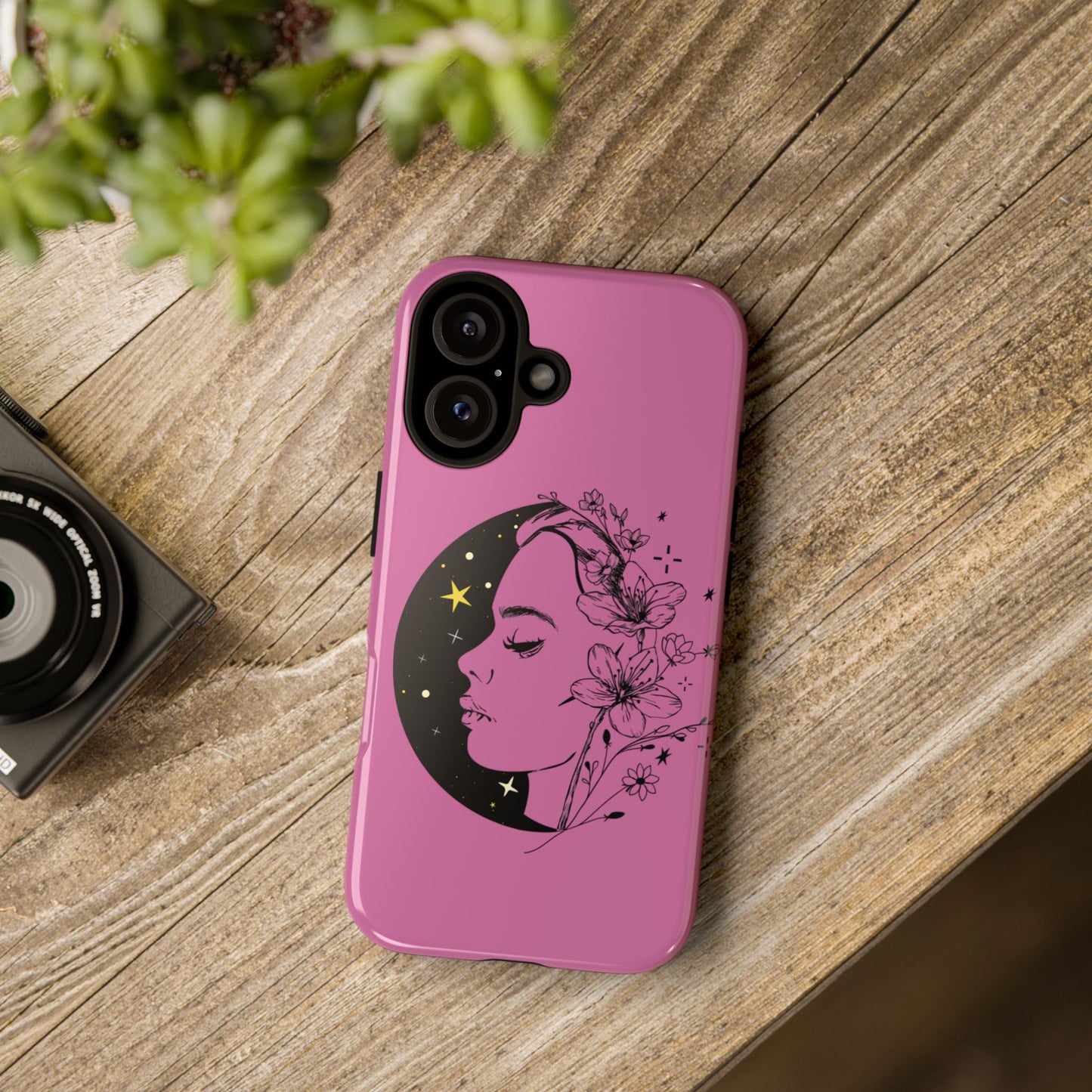 Stylish Phone Case with Floral Moon Design, Flower Moon Case, Tough Cases for Teens, Customizable Phone Covers, Gift for Her