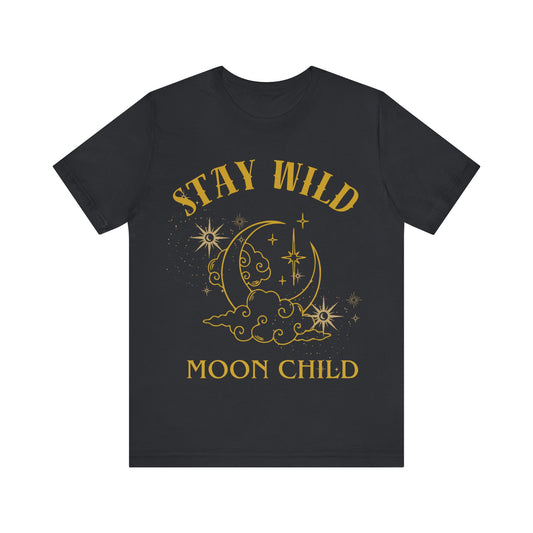 Stay Wild Moon Child Tee - Unisex Short Sleeve Tee, Boho Shirt, Astrology Top, Celestial Apparel, Gift for Dreamers, Festival Wear