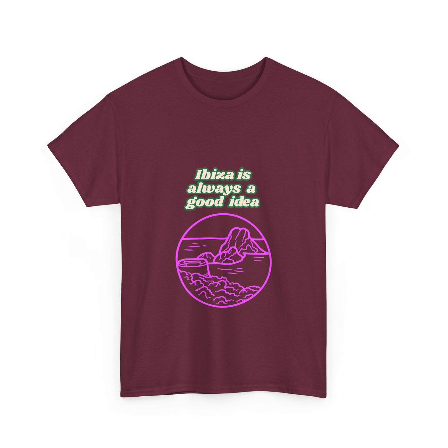 Ibiza Vibes Unisex Heavy Cotton Tee, Retro Summer Shirt, Vacation Apparel, Beach Day Outfit, Travel Gift, Festival Fashion