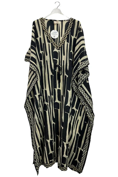 Cotton Express Delivery Kaftan/BLACK AND WHITE