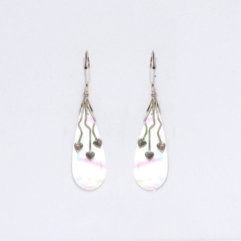 Shell & Silver Earrings - Three Hearts - MOP