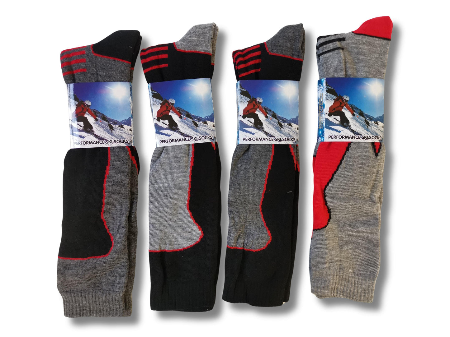 4 Pack Mens Thermal Ski Snowboard Socks Long Winter Insulated Knee High for Hiking Anti Blister Moisture Wicking Cold Weather Gear by Sock Stack
