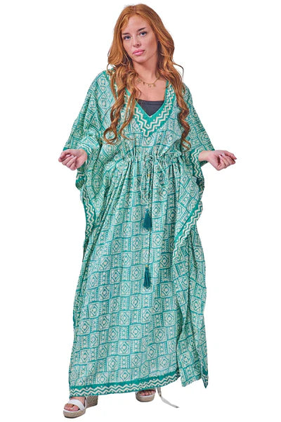 Geometric Print Cotton Kaftan