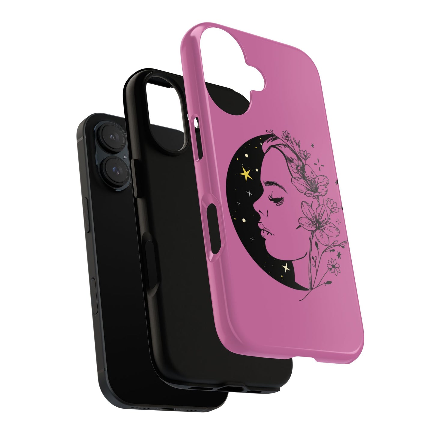 Stylish Phone Case with Floral Moon Design, Flower Moon Case, Tough Cases for Teens, Customizable Phone Covers, Gift for Her
