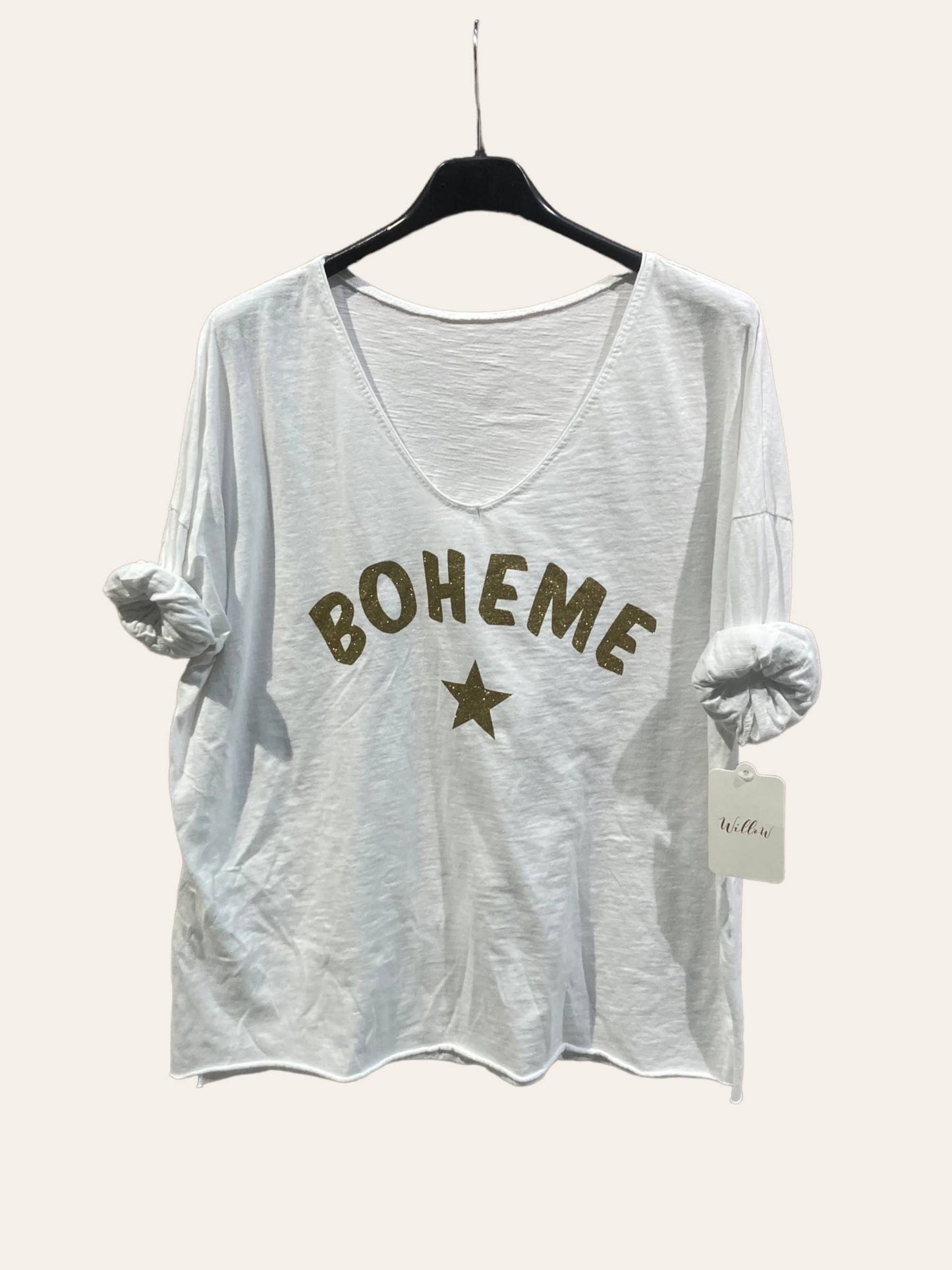 “Boheme” and Étoile cotton top: BOTTLE GREEN