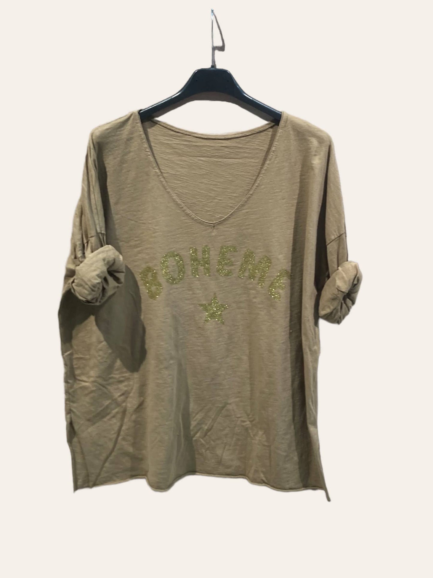 “Boheme” and Étoile cotton top: BOTTLE GREEN
