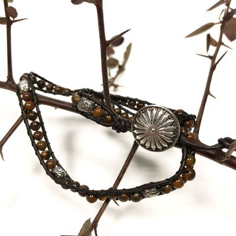 Double Wrap Bracelet - Buddha with Tiger-eye