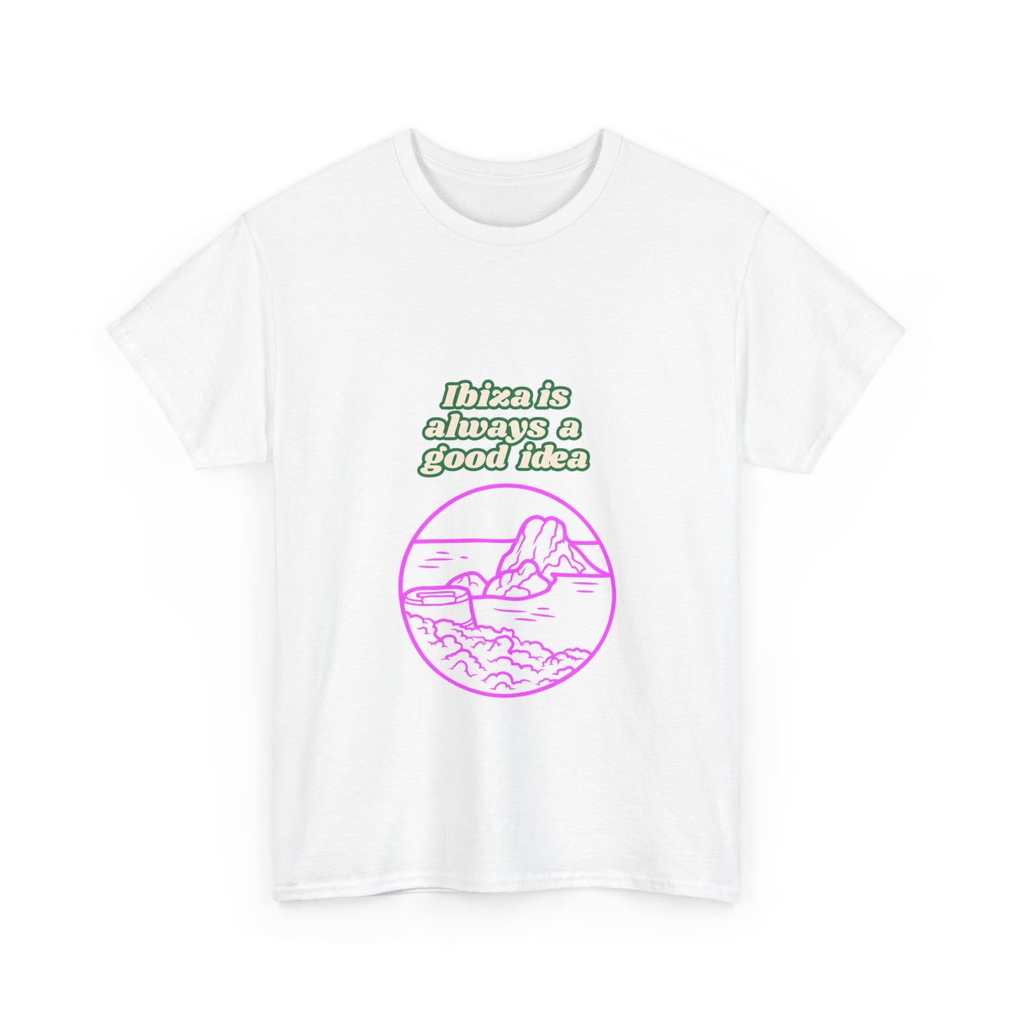 Ibiza Vibes Unisex Heavy Cotton Tee, Retro Summer Shirt, Vacation Apparel, Beach Day Outfit, Travel Gift, Festival Fashion