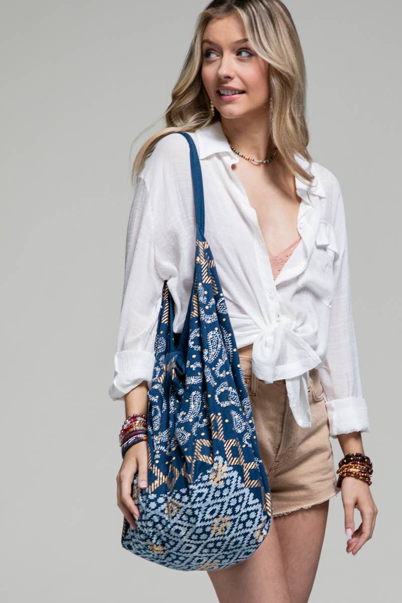 Hand Block Ethnic Print Bag: Eight Miles High