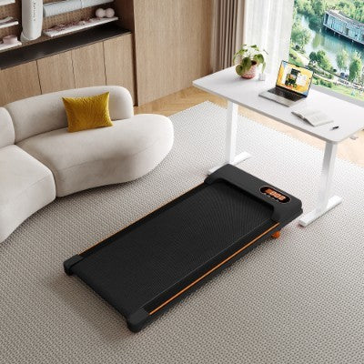 Folding Under Desk Walking Pad Treadmill With Adjustable Incline, 1-6 Km H Low Noise For Home Office, LED Display, Magnetic Remote Control, Transport Wheels Plug, Black.