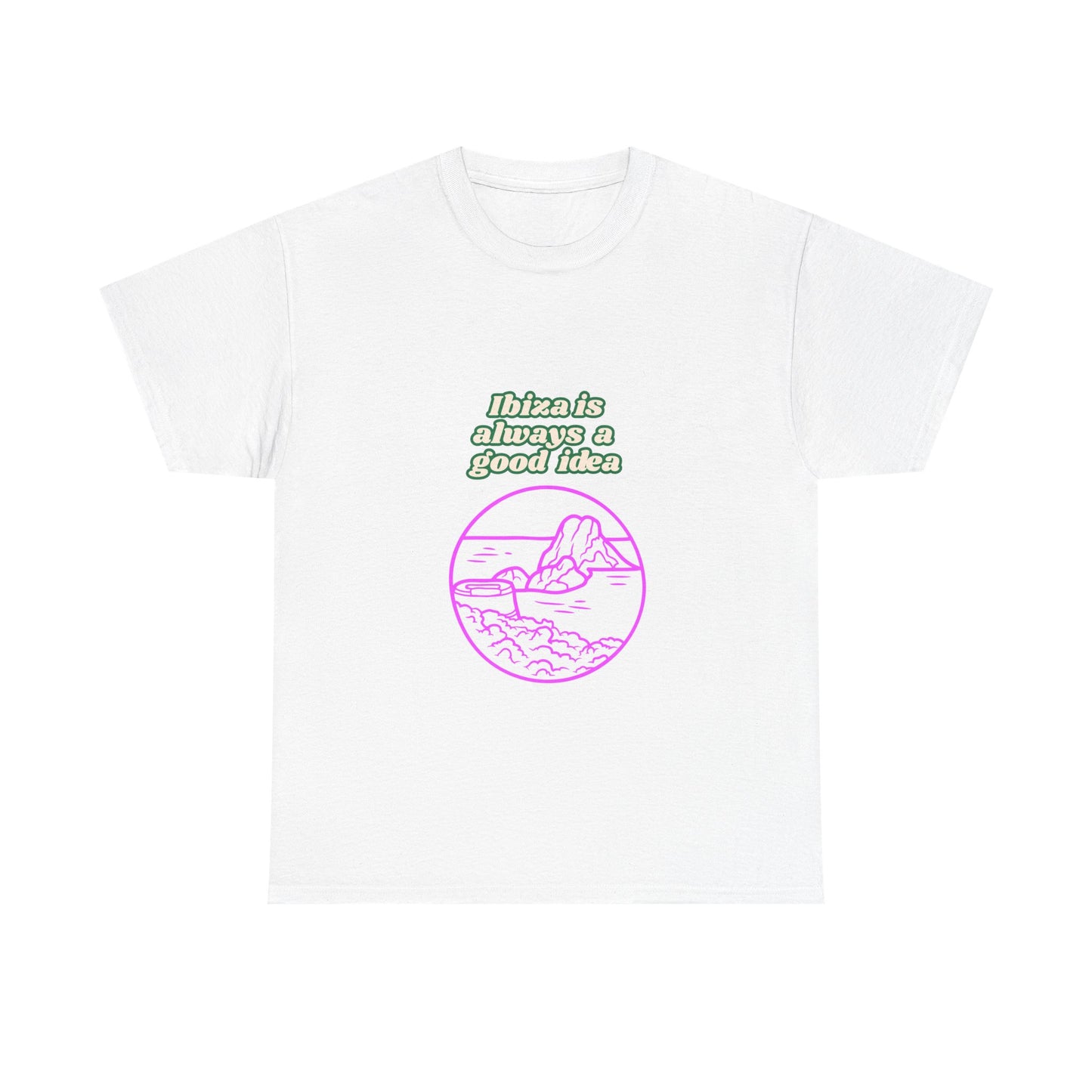 Ibiza Vibes Unisex Heavy Cotton Tee, Retro Summer Shirt, Vacation Apparel, Beach Day Outfit, Travel Gift, Festival Fashion
