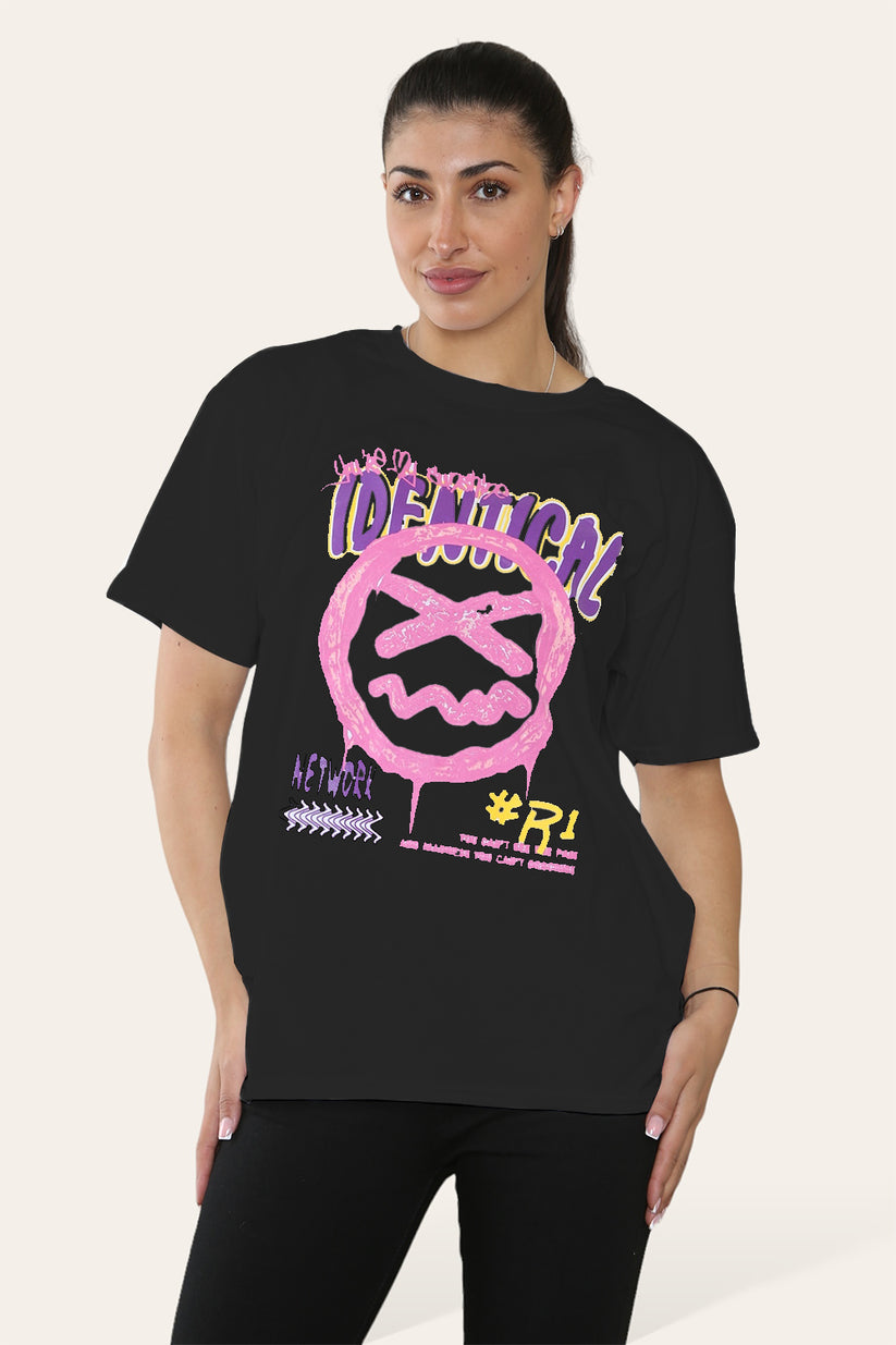 Ladies Identical Printed Short Sleeve T-Shirt Top