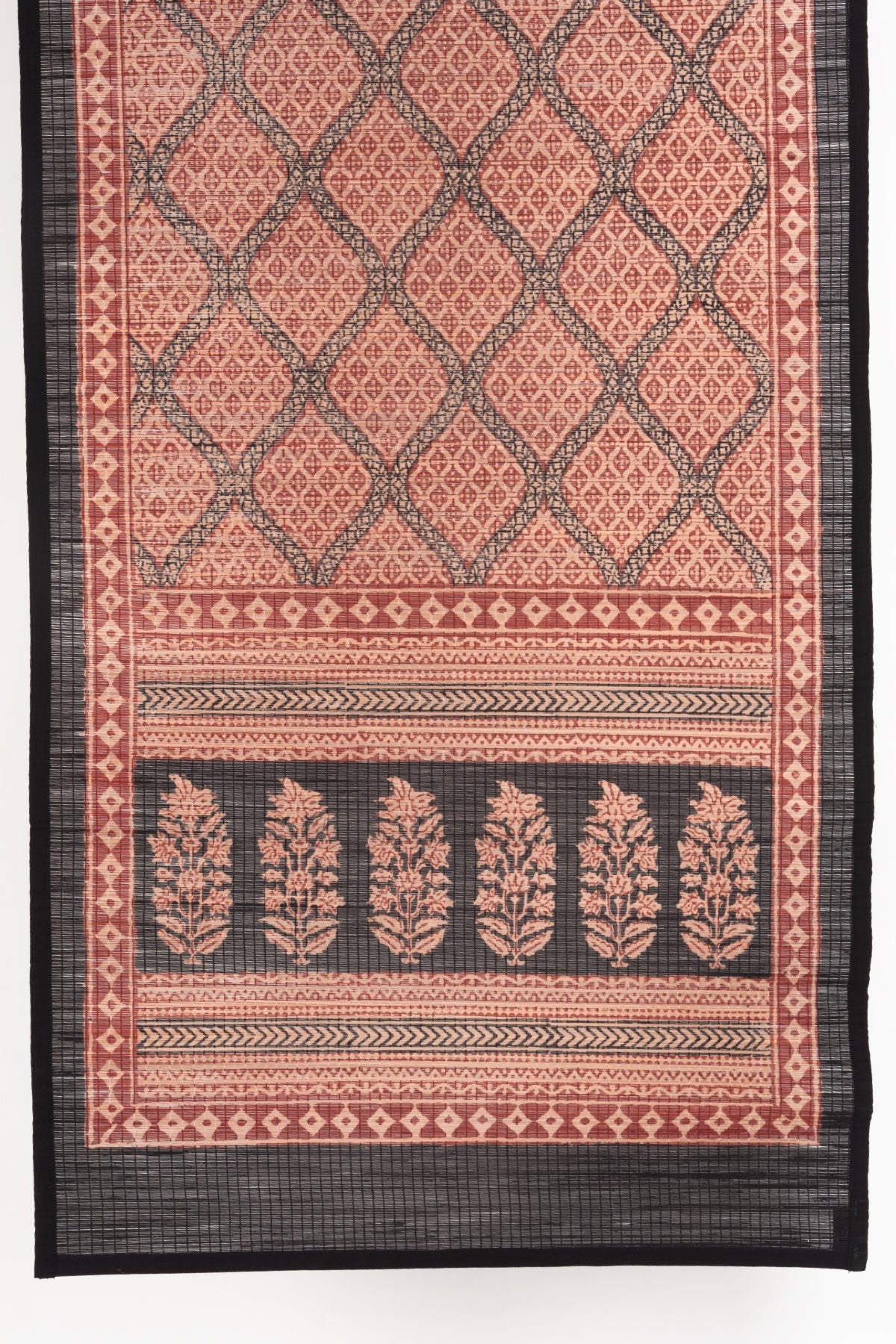 Diamond Bagh Hand Block Print Bamboo Wall Hanging - Red Black