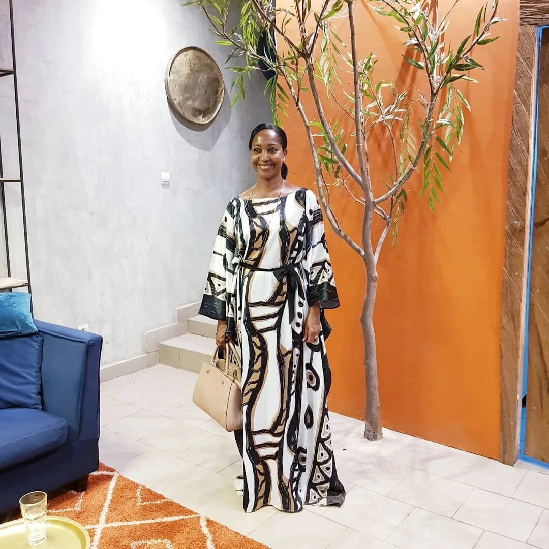 2023 Elegant Long Kaftan Printed V-neck Batwing Sleeve Street Wear Loose Maxi Dresses Women Beach Wear Swim Suit Cover Up Q1341