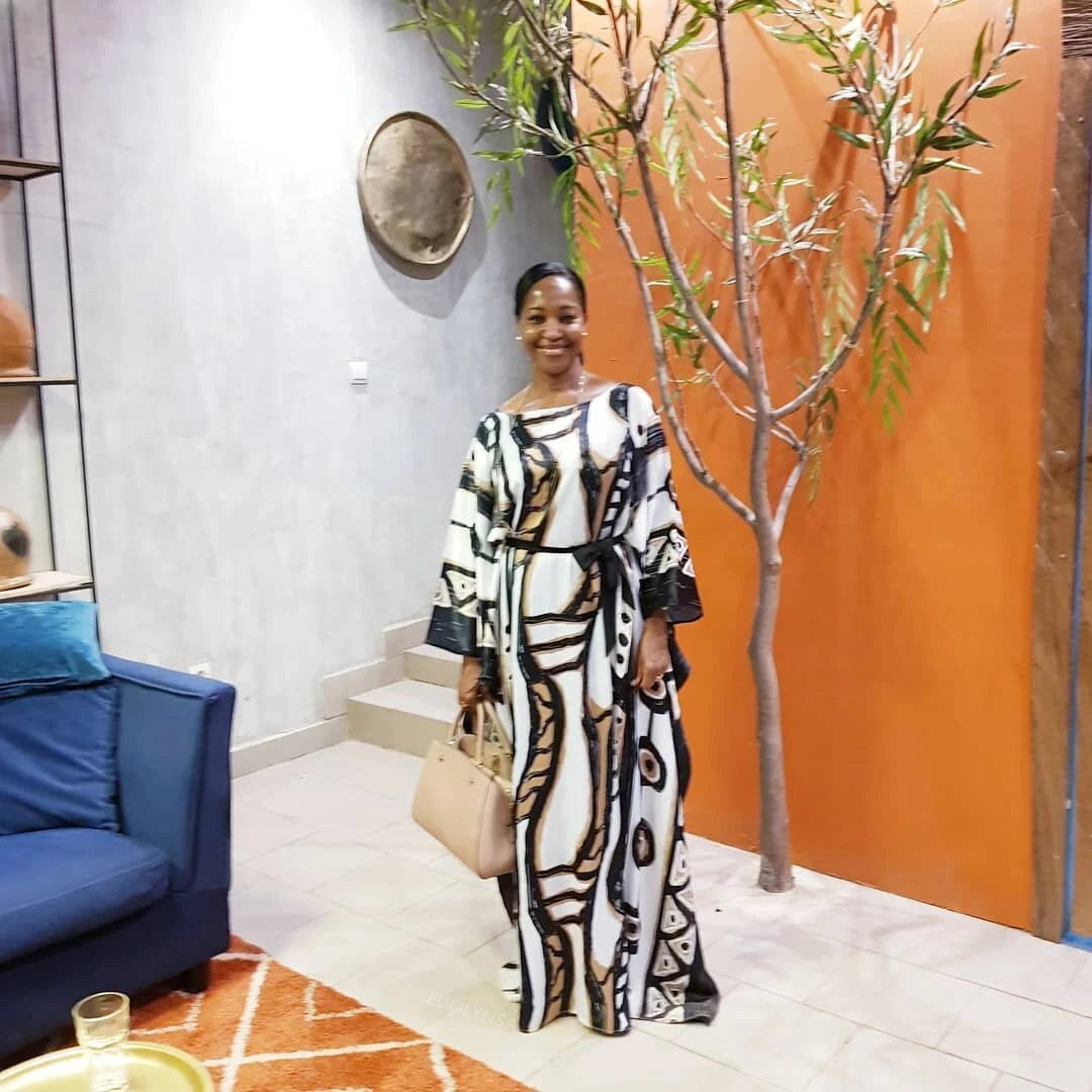 2023 Elegant Long Kaftan Printed V-neck Batwing Sleeve Street Wear Loose Maxi Dresses Women Beach Wear Swim Suit Cover Up Q1341