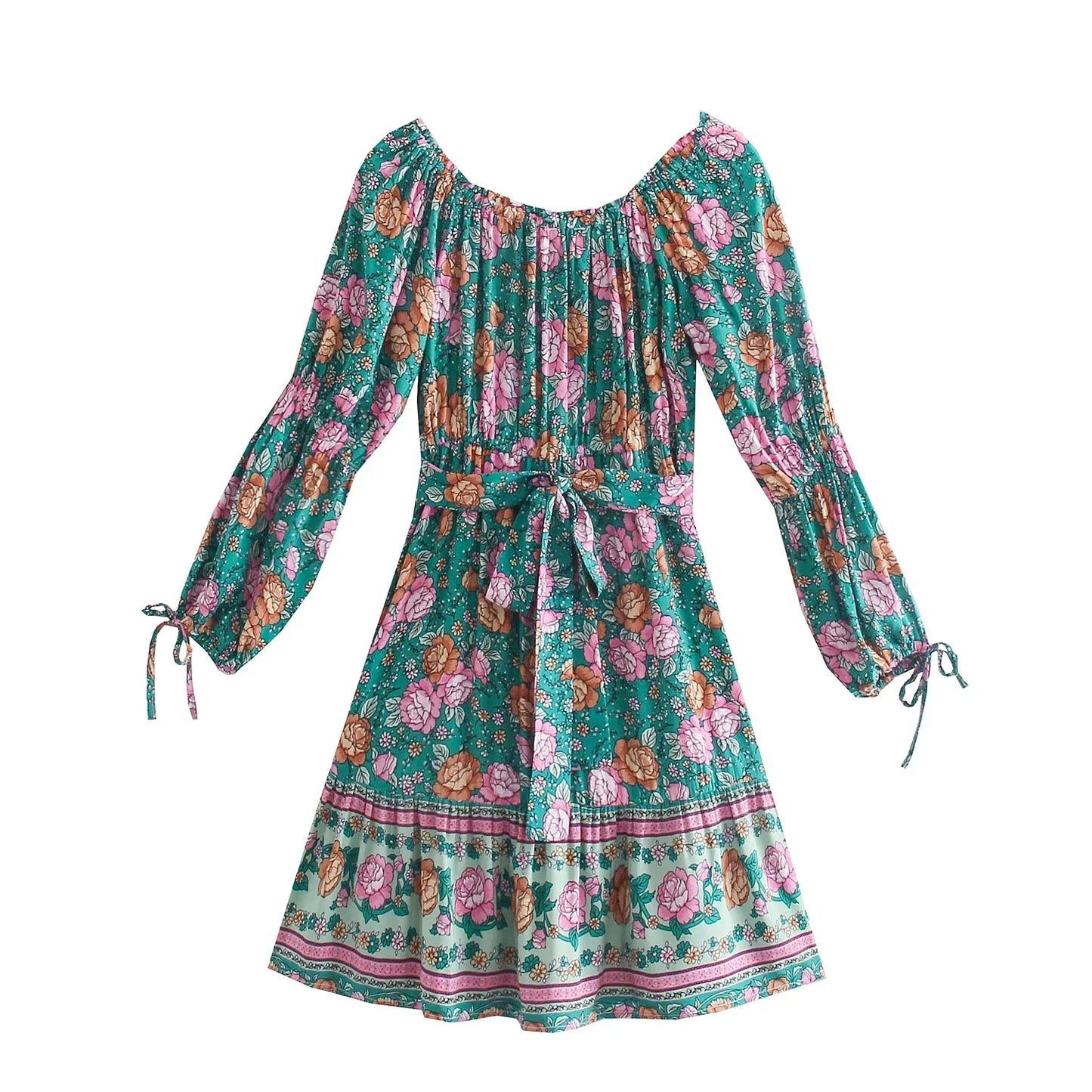 Happie Queens Women Green Floral Sundress