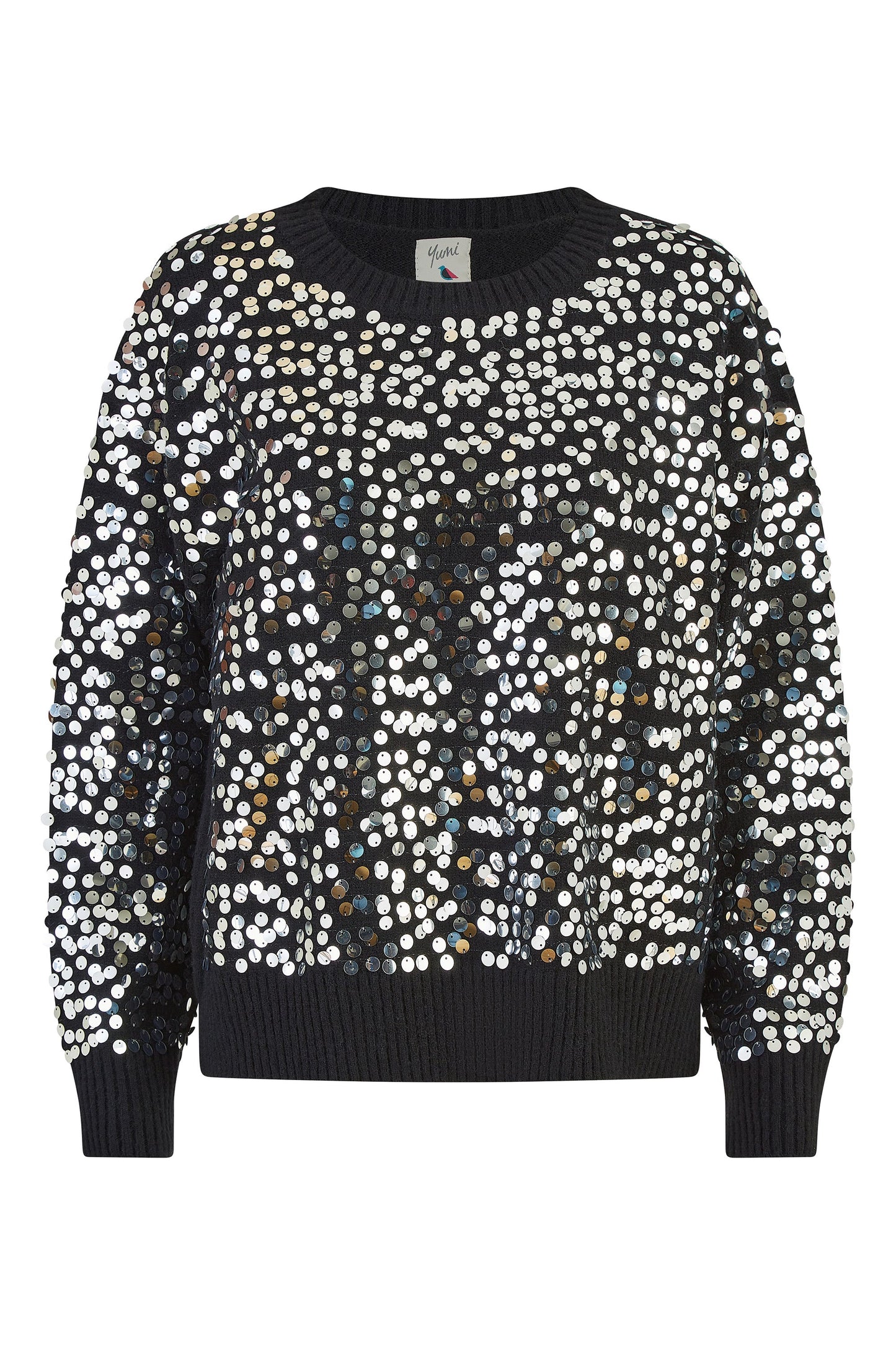 Mela Black All Over Sequin Relaxed Fit Jumper