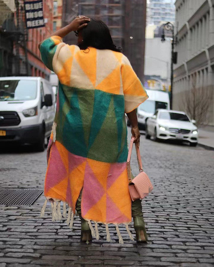 Amazing geometric tassle duster jacket