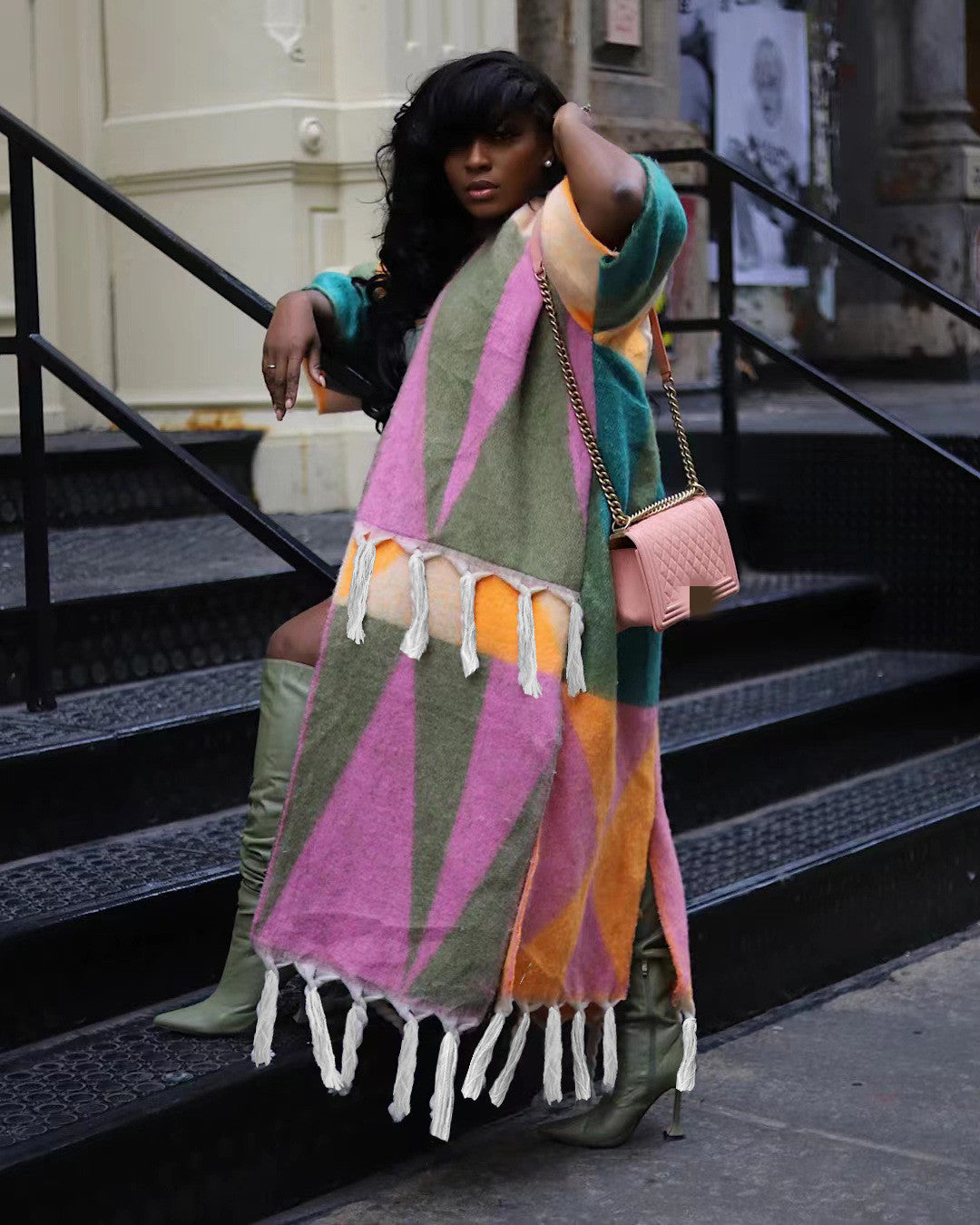 Amazing geometric tassle duster jacket