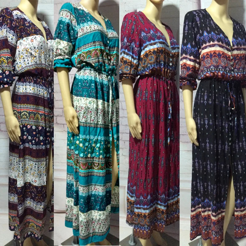 Fashion Print Boho Maxi Beach Dress