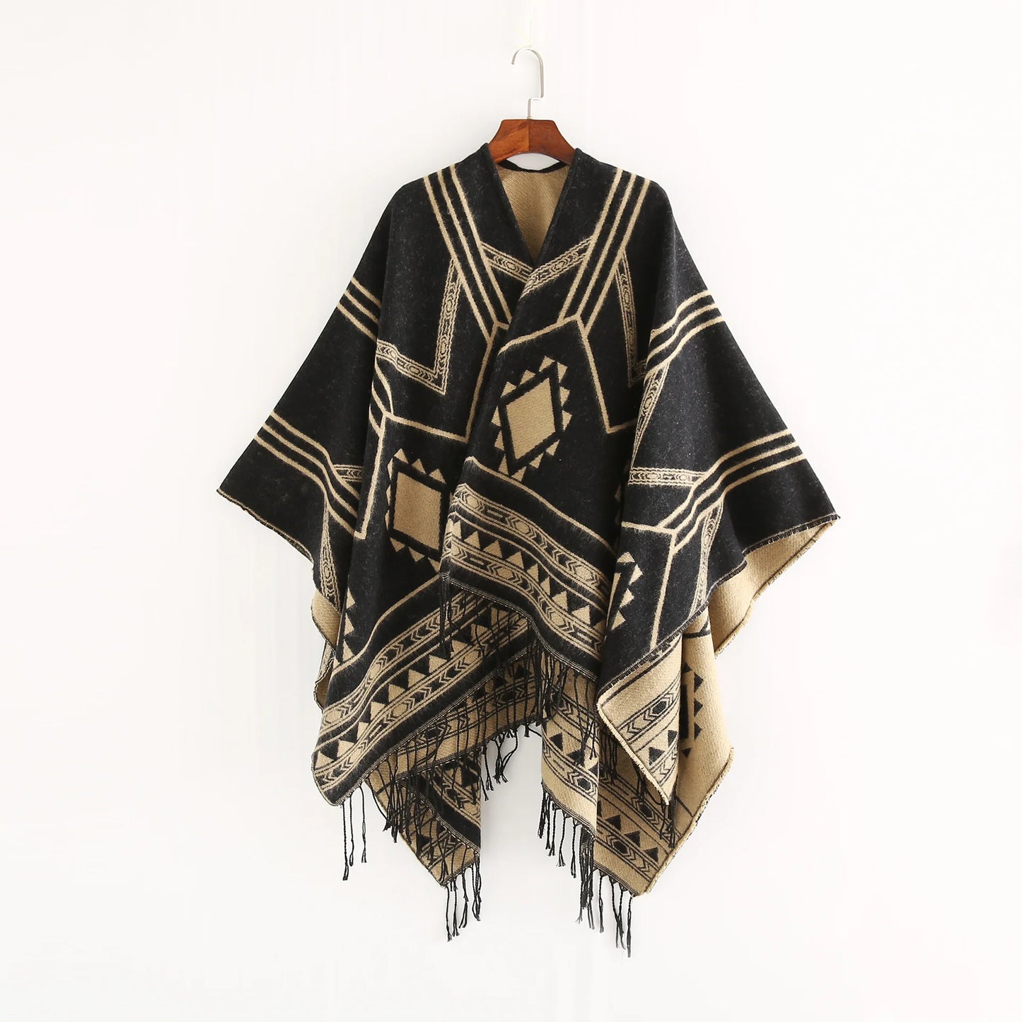 New Indian Nepalese Style Geometric Tassel Split Women Shawl