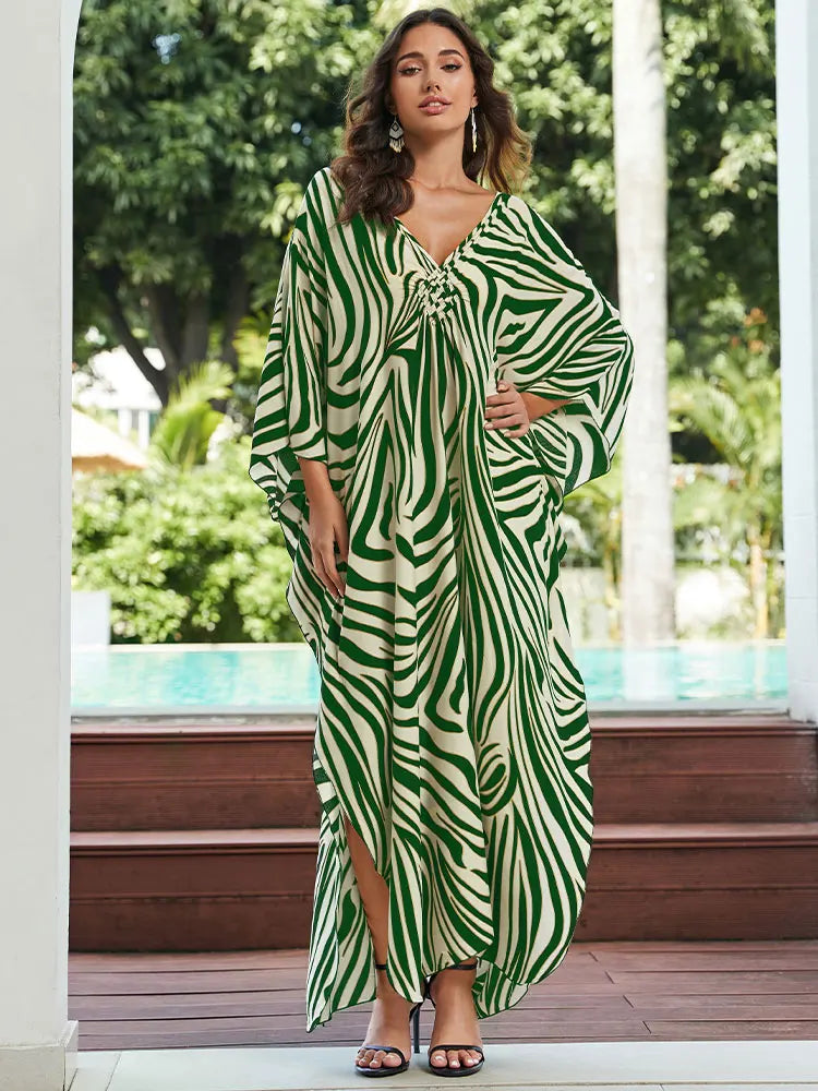 Plus Size Zebra Stripe Kaftan