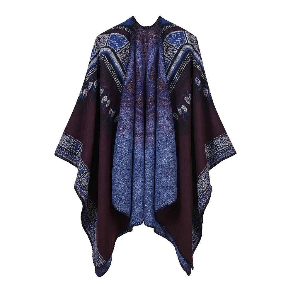 Abstract Pattern Thickened Split Dual-purpose Cape