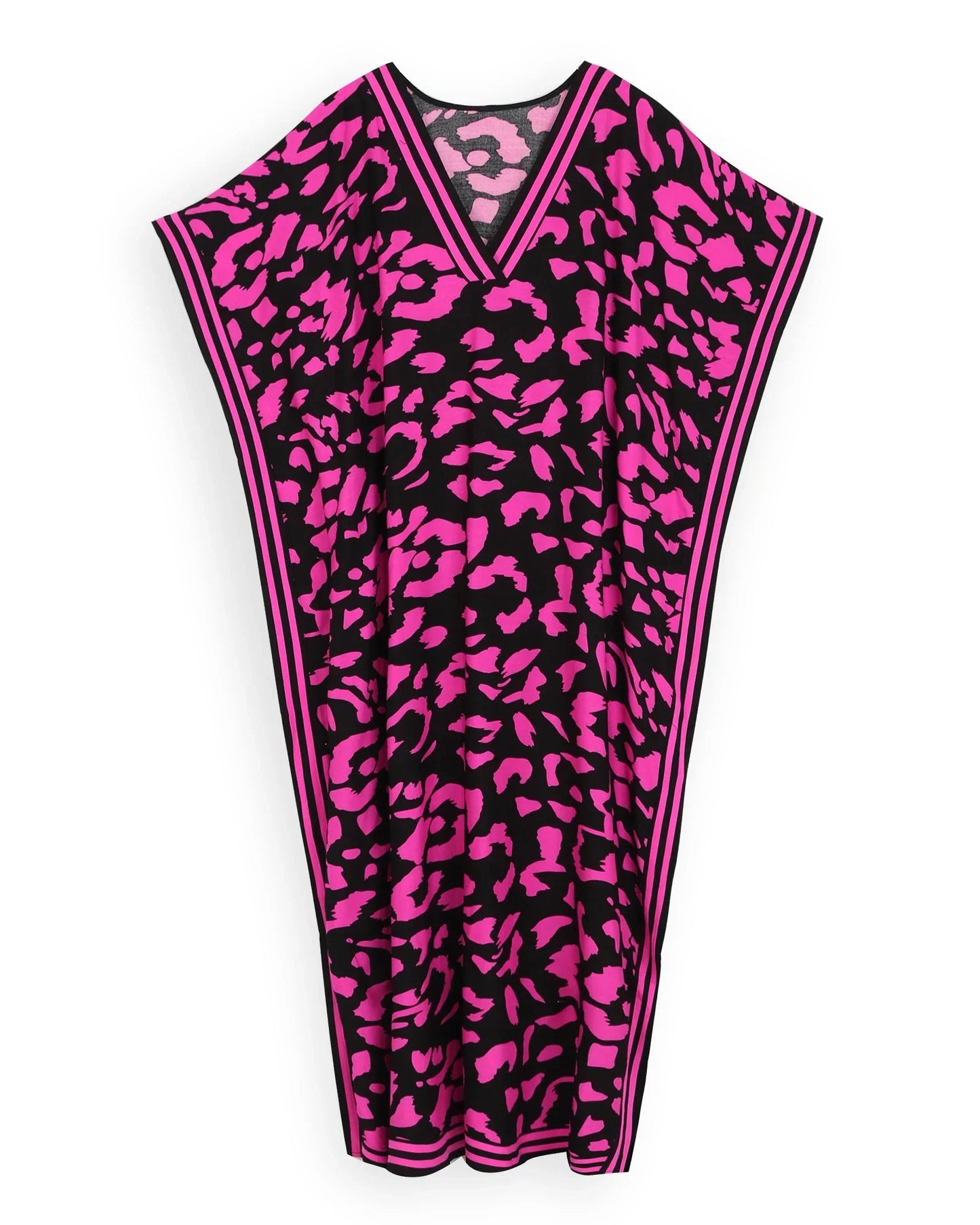 Bohemian Kaftan in pink and black.