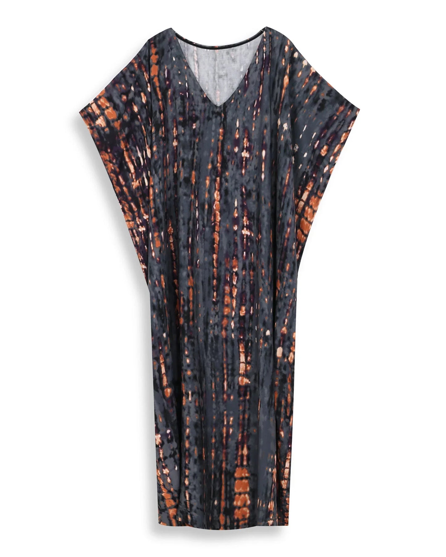 Tie Dye Printed V-neck Batwing Kaftan