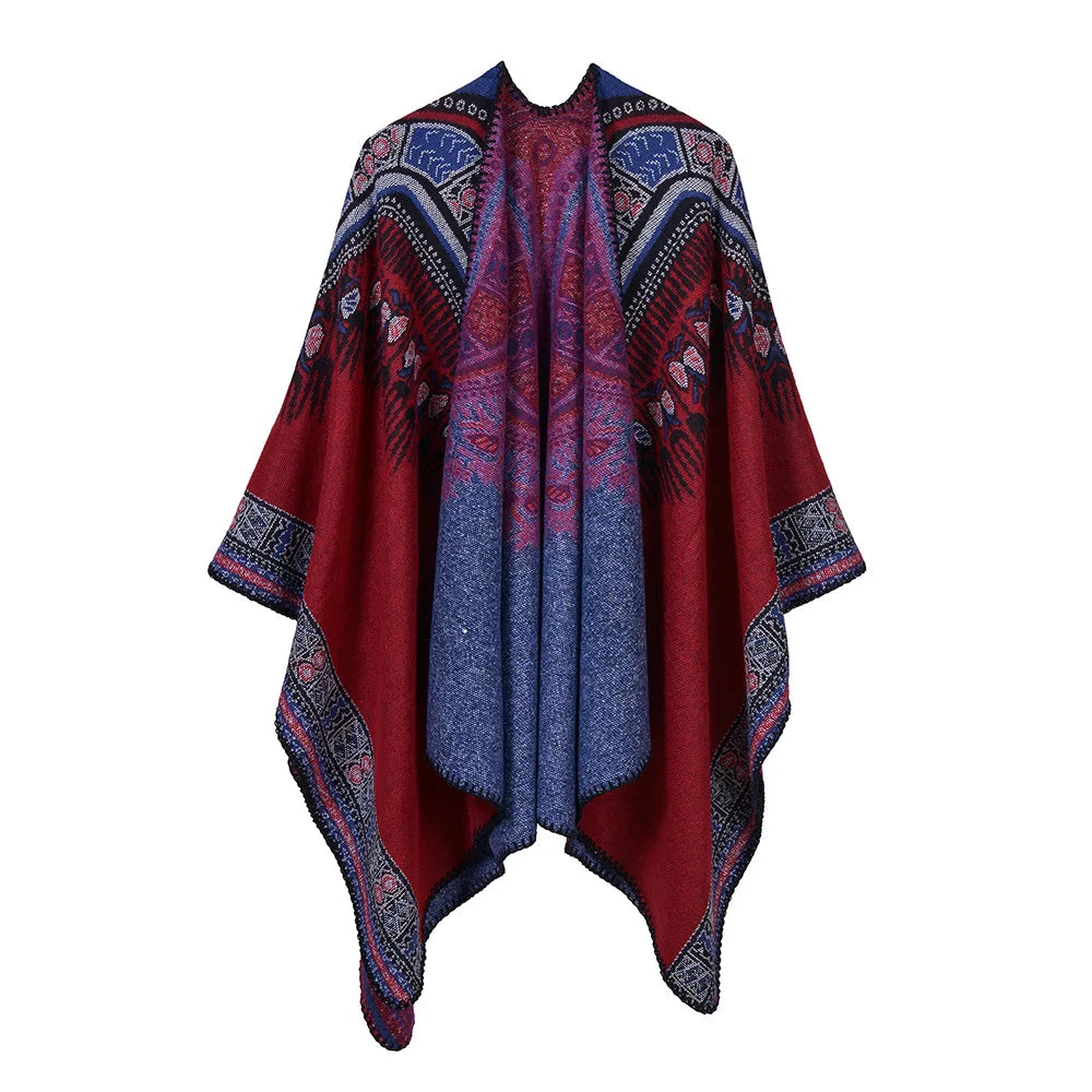 Abstract Pattern Thickened Split Dual-purpose Cape