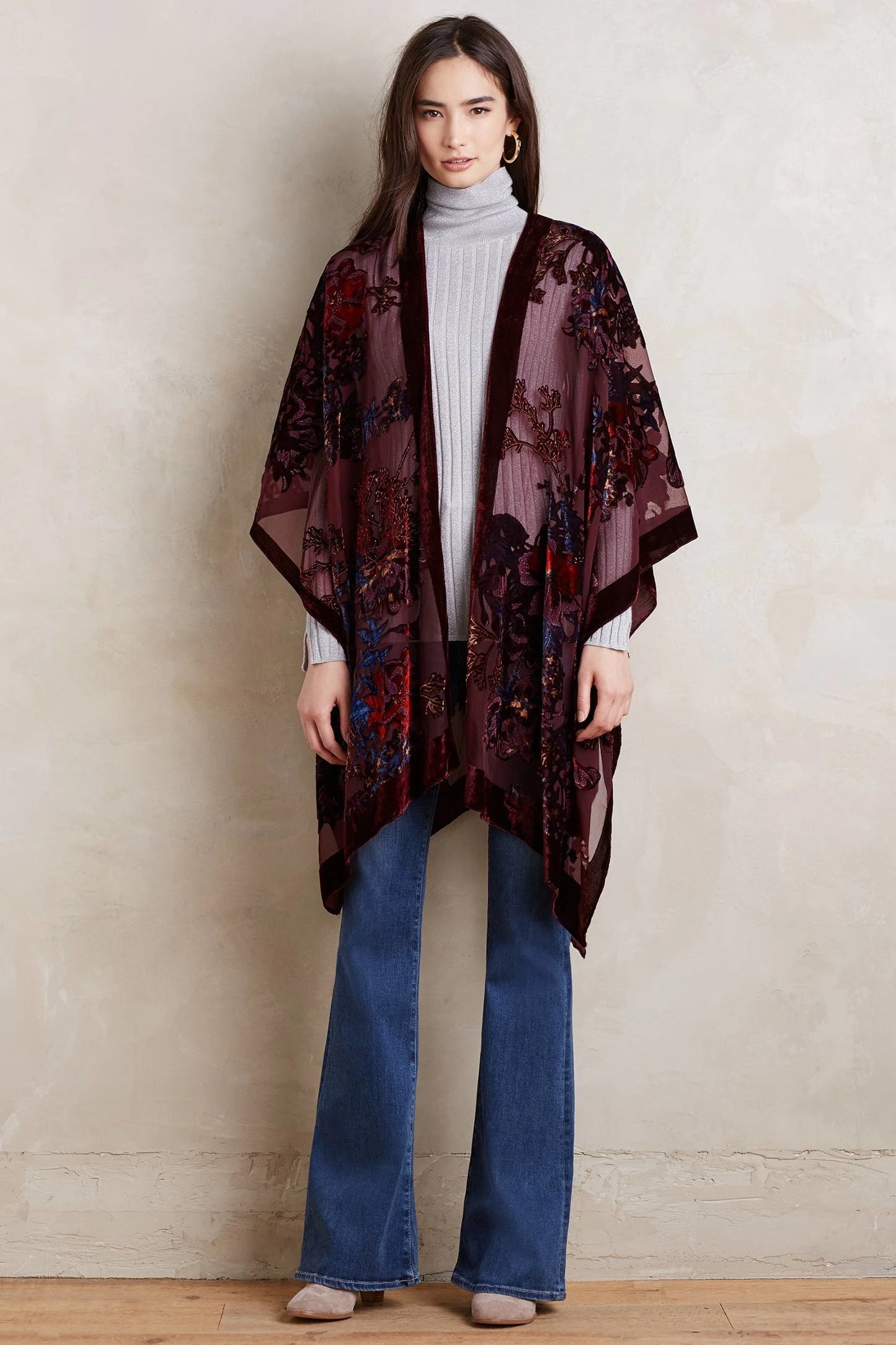 WeHello-Velvet Kimono for Women, Cardigan, Beach Cover Up without Tassel, Vacation Casual Shawl, Dropship, JYPF-34