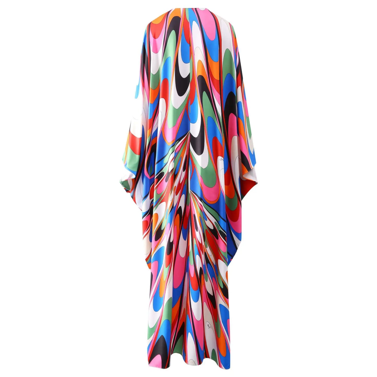 Fashion 2024 Spring Summer New Style Bohemia Casual Dresses O-Neck Batwing Sleeve Striped Printed Irregularity Loose Dress