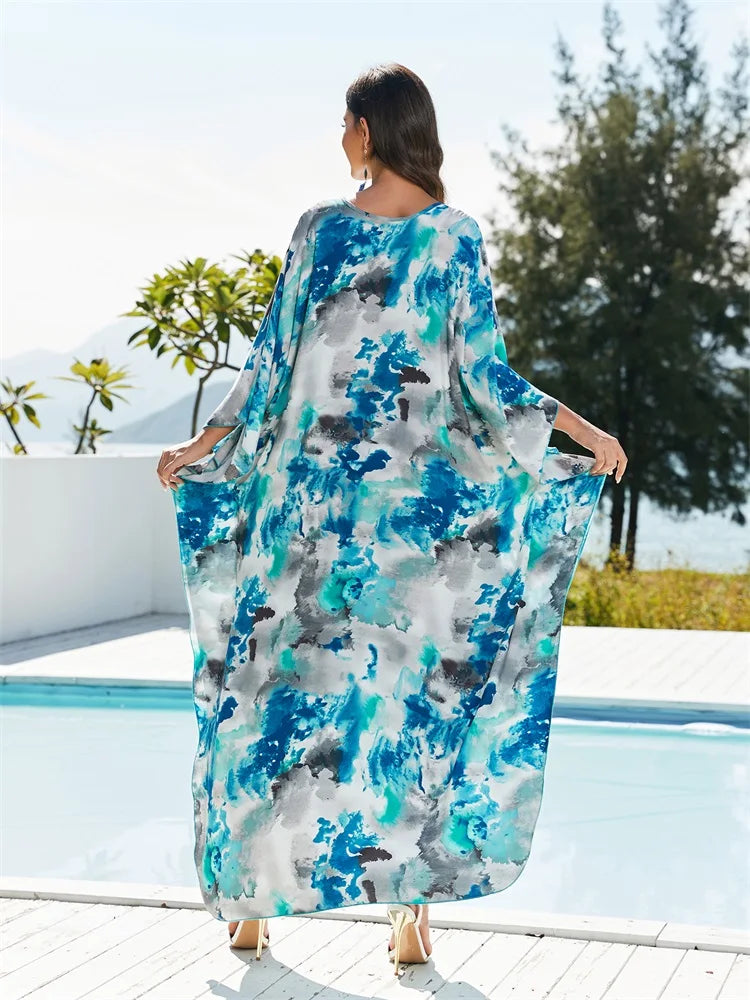 Bohemian kaftan in blues