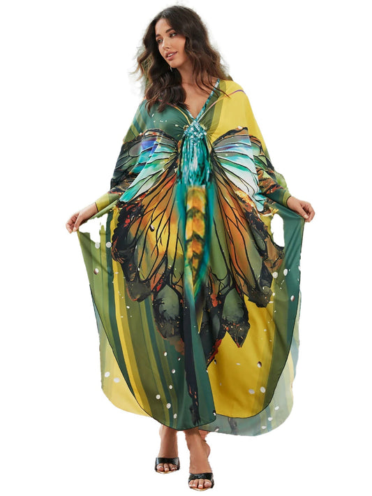 Stunning Butterfly Kaftan in greens
