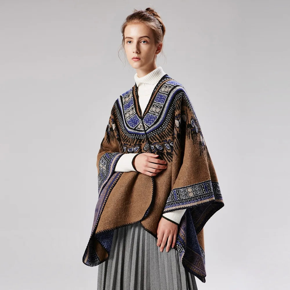 Abstract Pattern Thickened Split Dual-purpose Cape