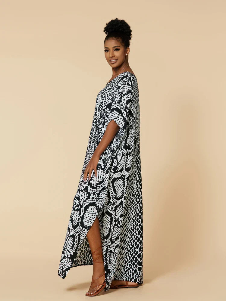 Beach Dresses Africa Printed Kaftans for Women Plus Size Robe Swimsuit Cover Up Bathing Suits Holiday Beachwear Dropshipping