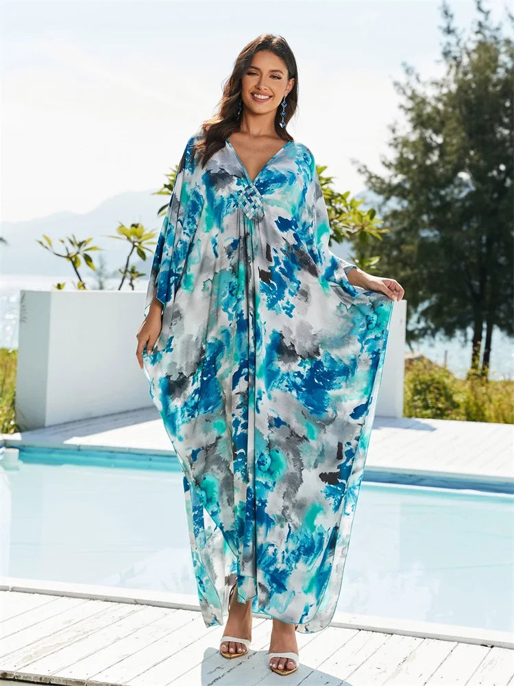 Bohemian kaftan in blues