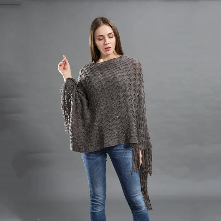 Solid Knitwear Pullover Fashion Street Poncho