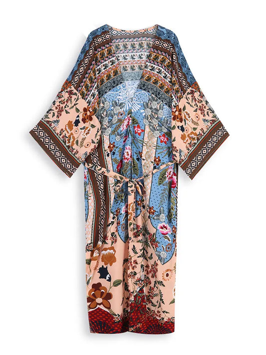 Vintage Brown Women's Plus Size Kimono