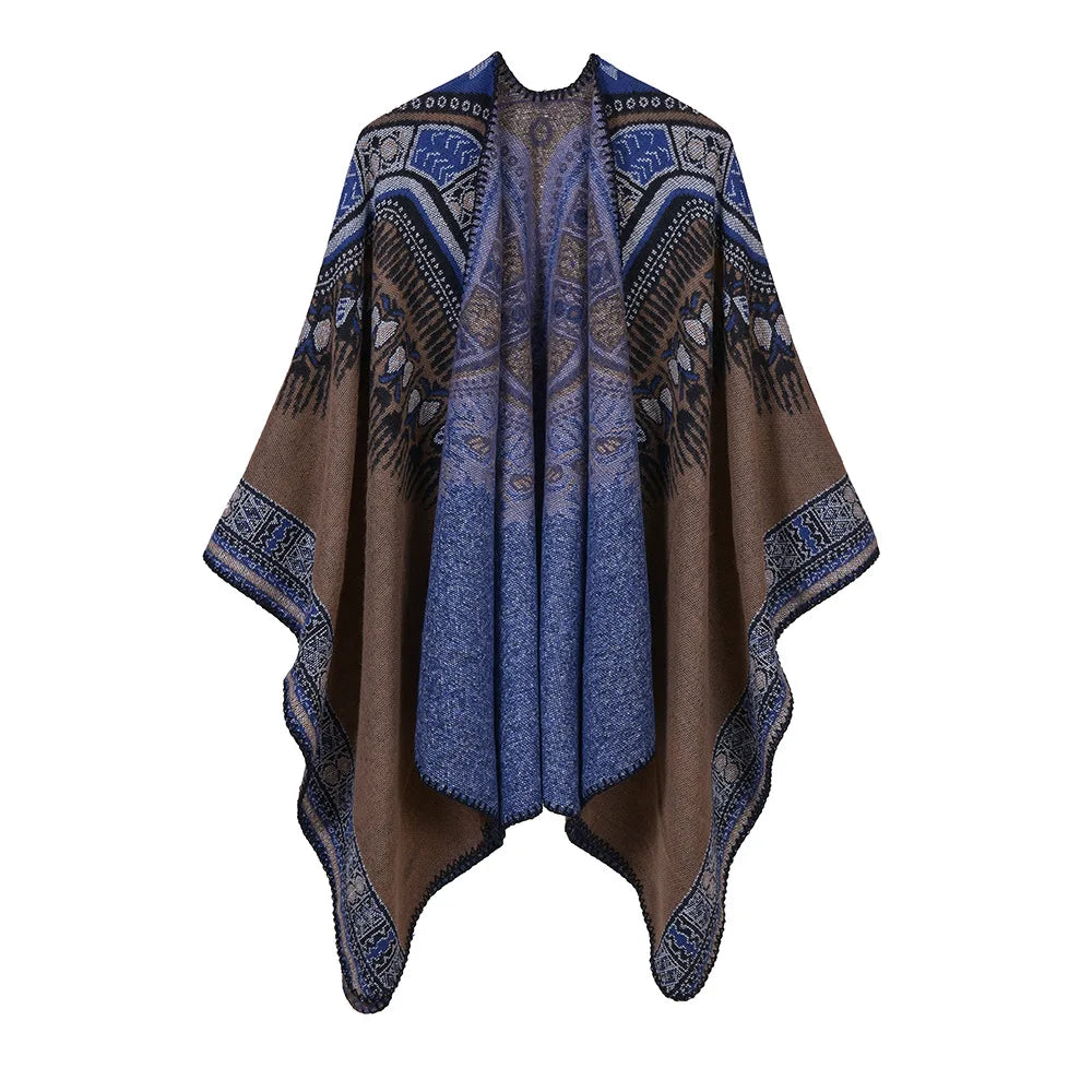 Abstract Pattern Thickened Split Dual-purpose Cape